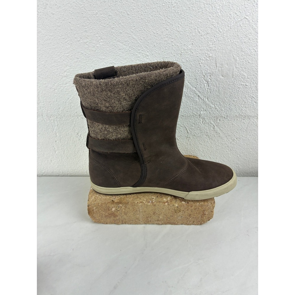 Helly Hansen Brown Leather Wool Blend Buckle Winter Boots Size 8.5 Gorpcore Cozy - Picture 7 of 14